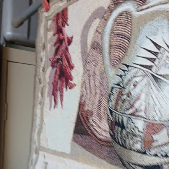 Southwestern Tapestry Wall Hanging with Cactus Design - Picture 6 of 8